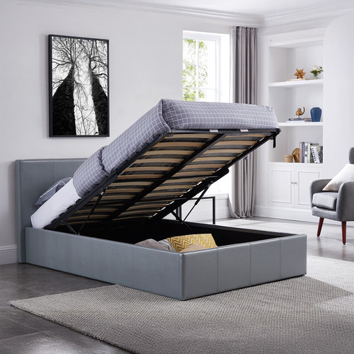 Double bed 4ft6 ottoman grey - bed,